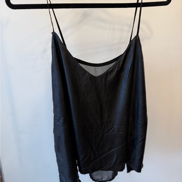 Black Satin Spaghetti Strap Camisole Top - Picture 2 of 6